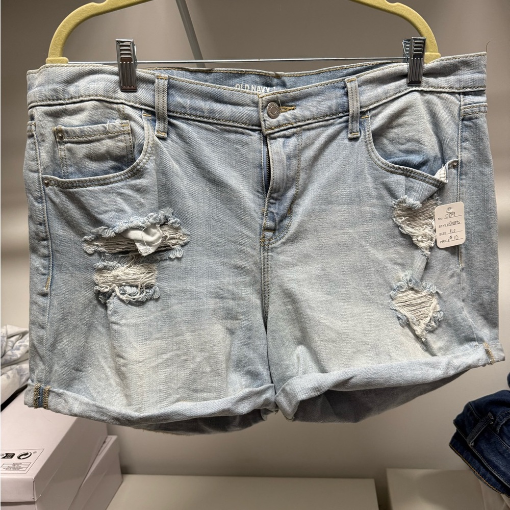 Old Navy Light Blue Distressed Denim Shorts